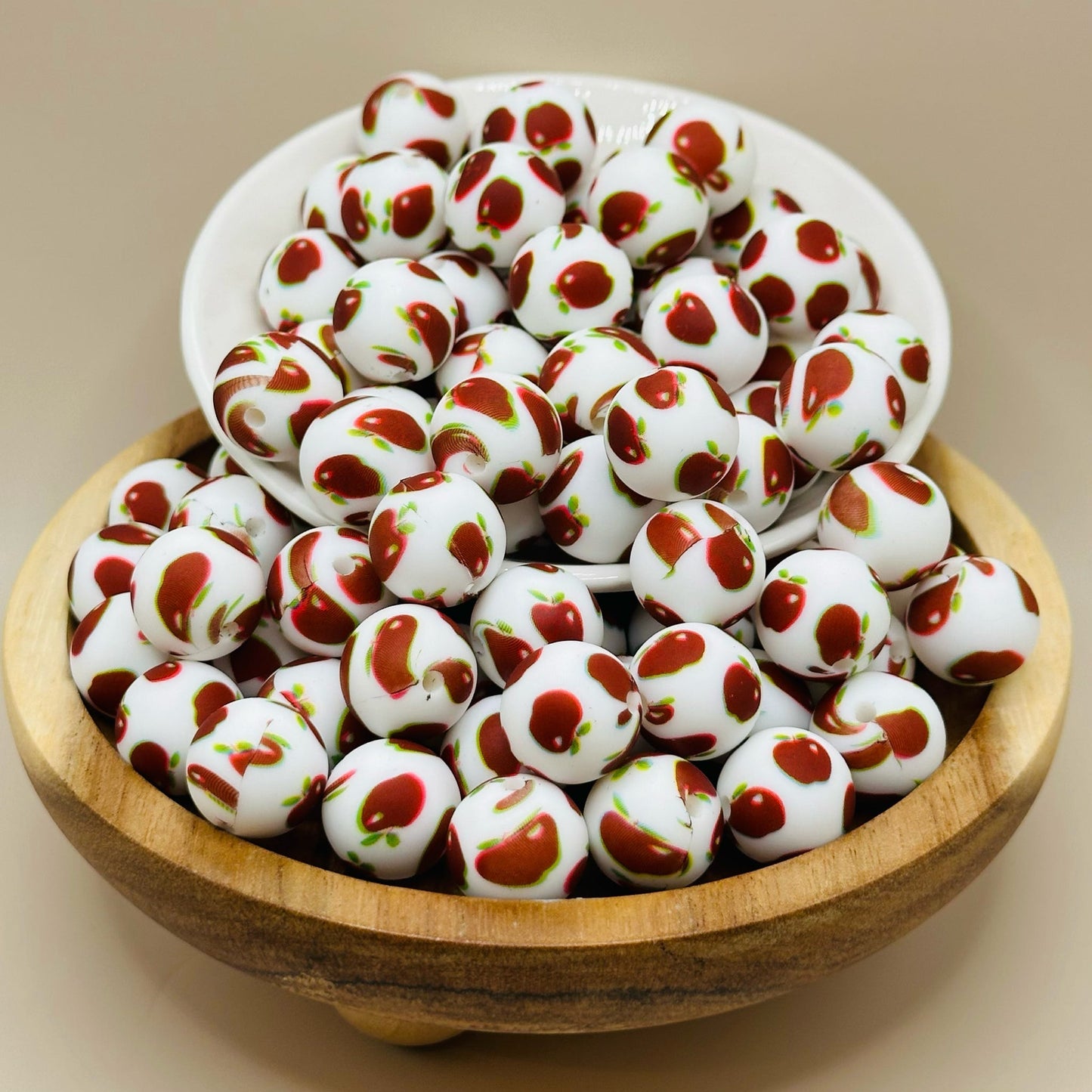 15mm Apple of My Eye Printed Silicone Bead