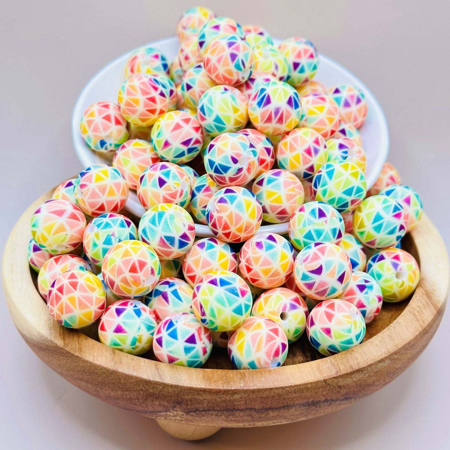 15mm Bright Stained Glass Silicone Bead