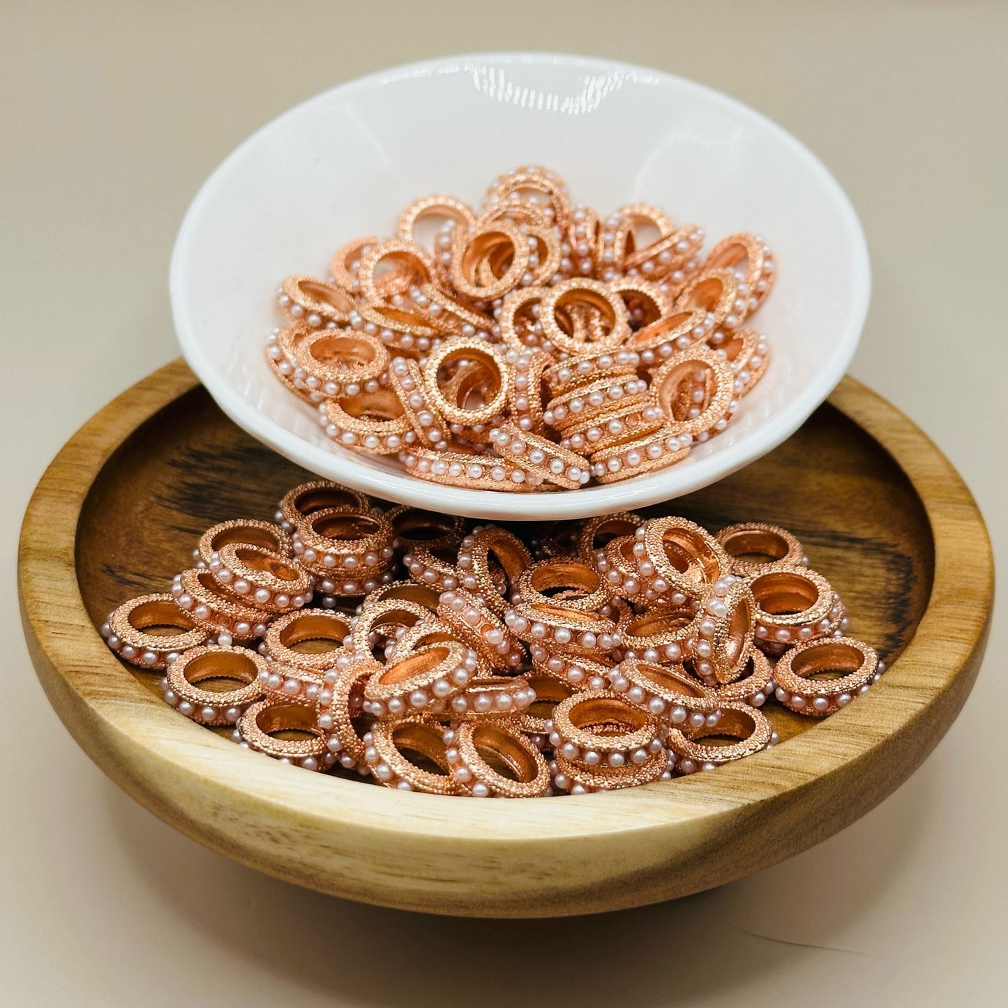 14mm Rose Gold Pearl Spacer Pack