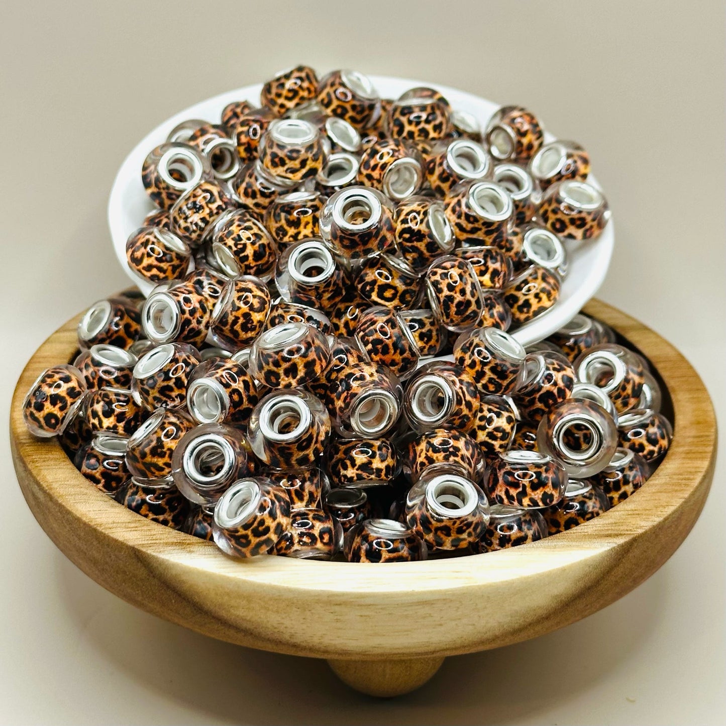 14mm Animal Print Acrylic Abacus Spacer