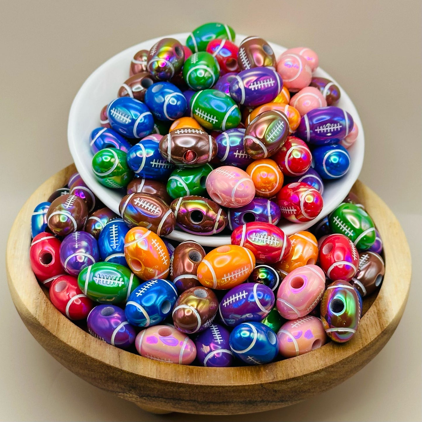 Colorful Football Acrylic Bead Pack
