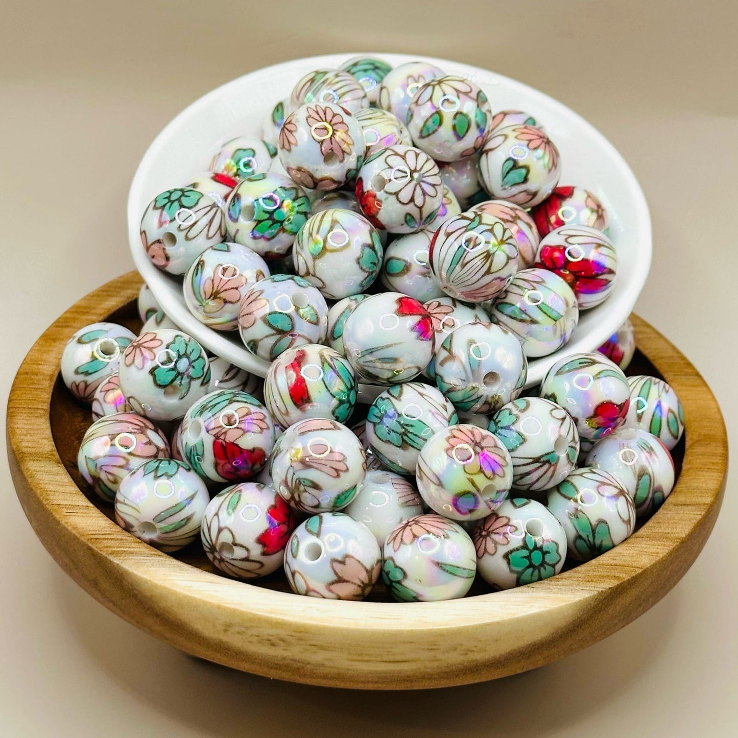 16mm Opal Floral Acrylic Bead Pack