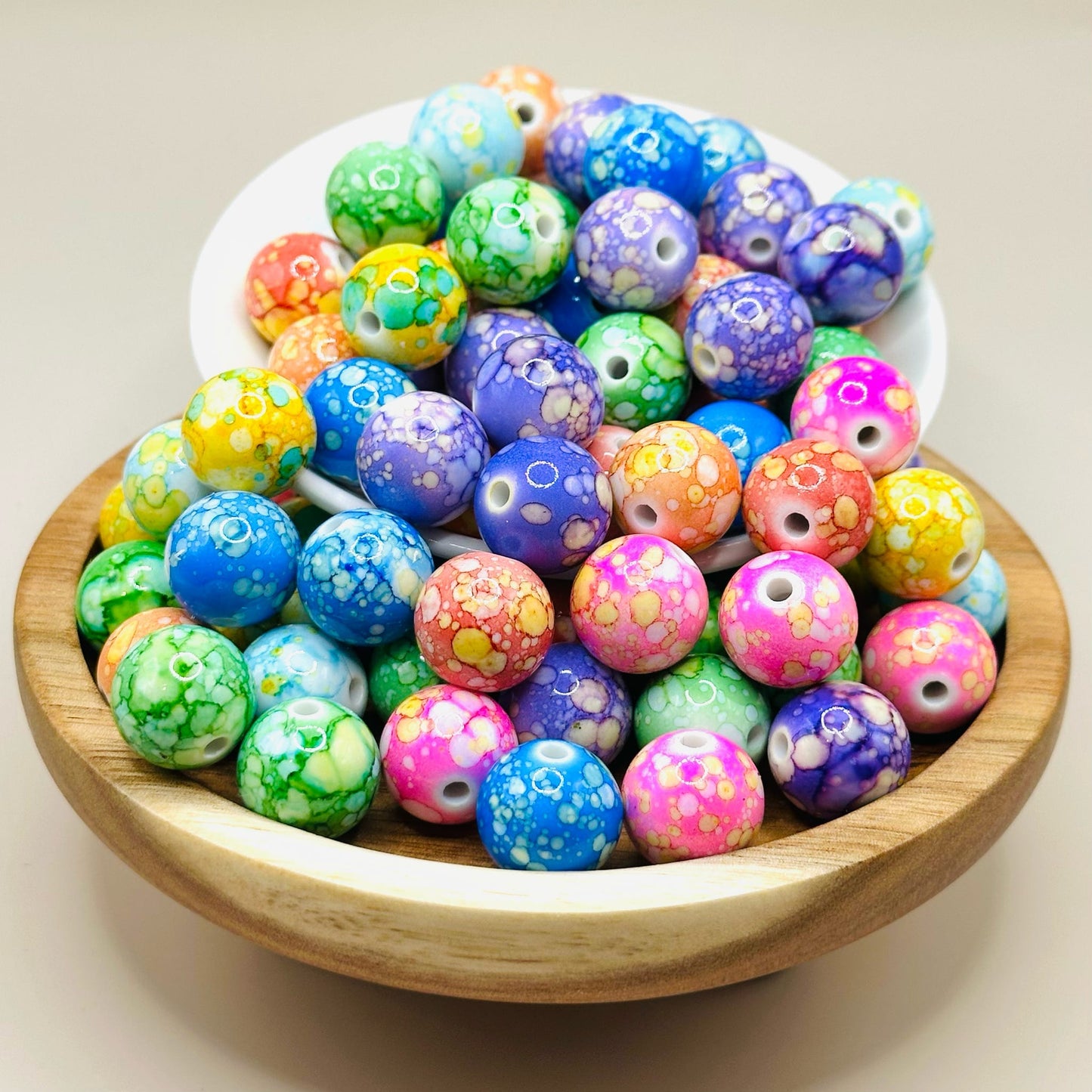 16mm Colorful Watercolor Acrylic Bead Pack