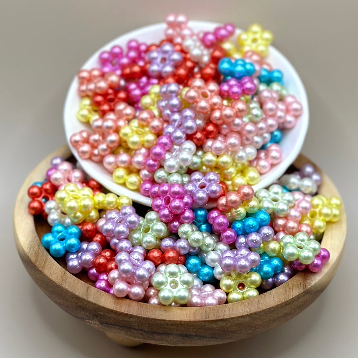 14mm Colorful Pearl Pinwheel Acrylic Spacer Pack