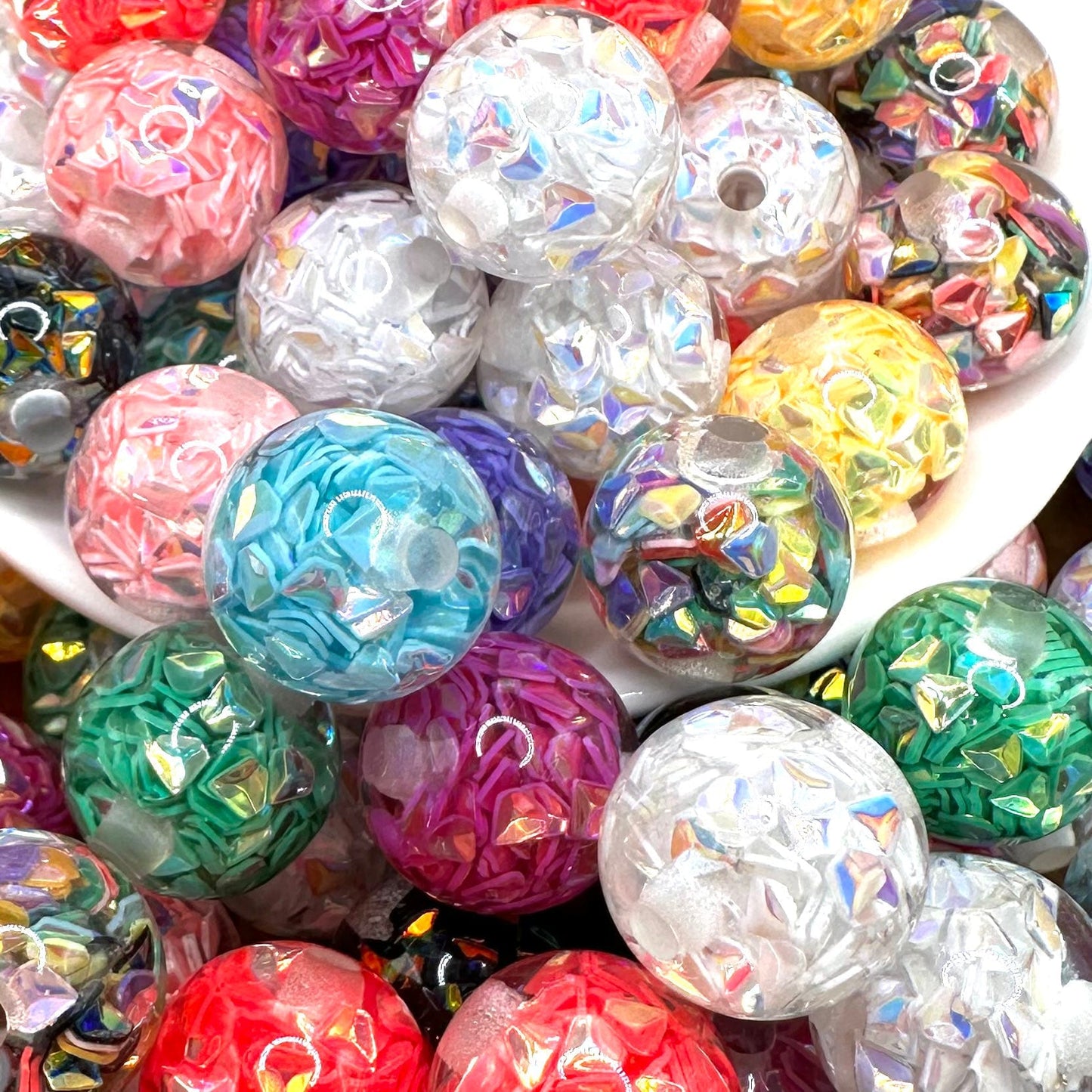 16mm Colorful Confetti Acrylic Bead Pack