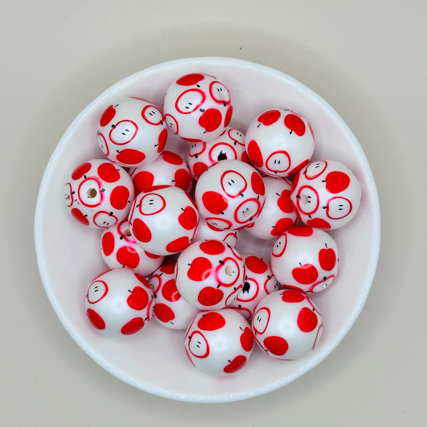 20mm Apples Please Acrylic Print Bead