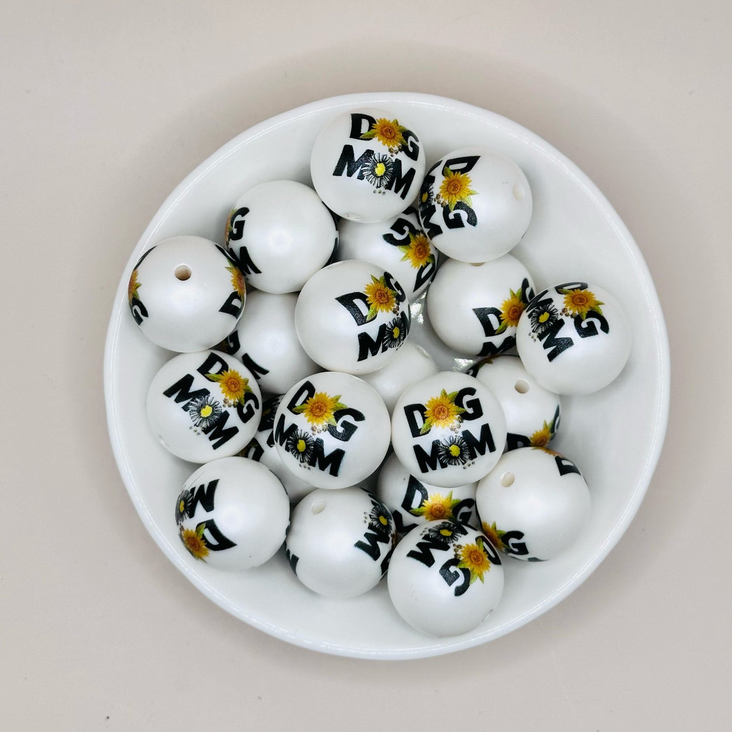 20mm Sunflower Dog Mom Acrylic Print Bead