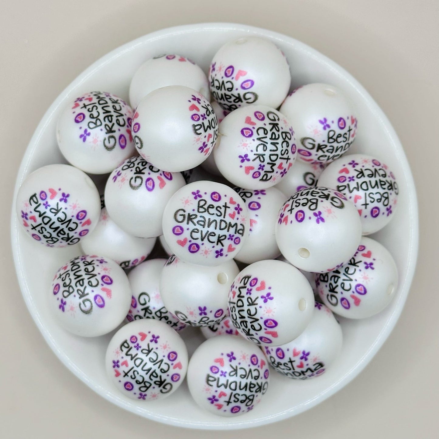20mm Best Grandma Ever Acrylic Print Bead