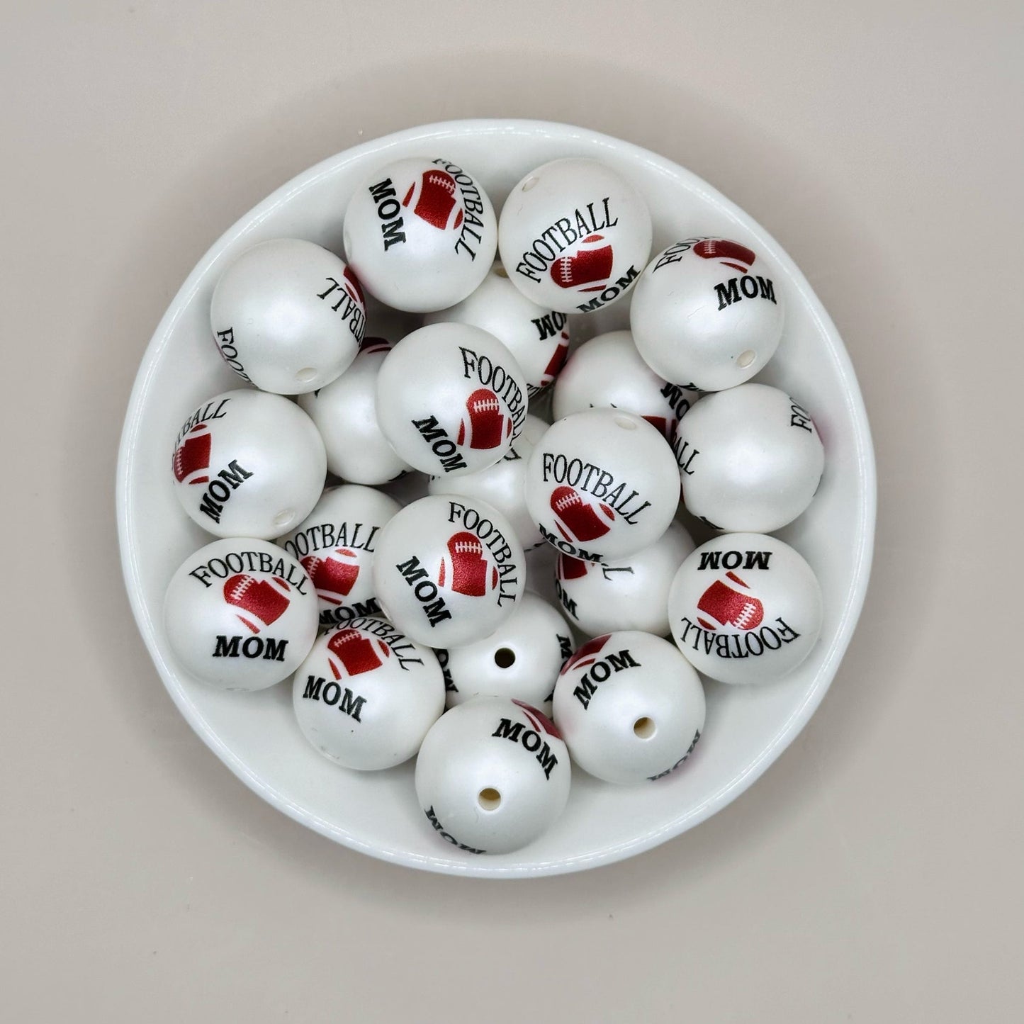 20mm Football Mom Acrylic Print Bead