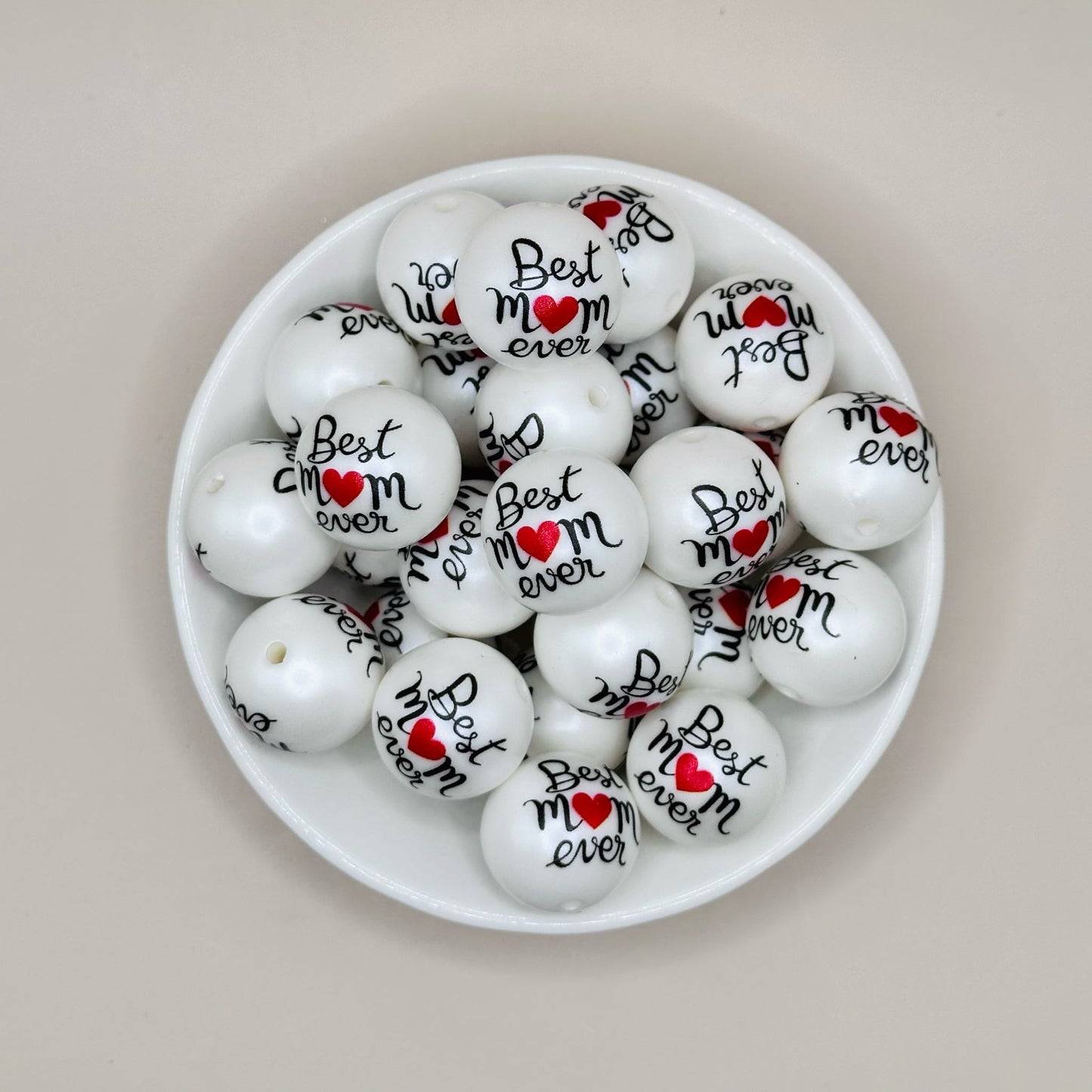 20mm Best Mom Ever Acrylic Print Bead