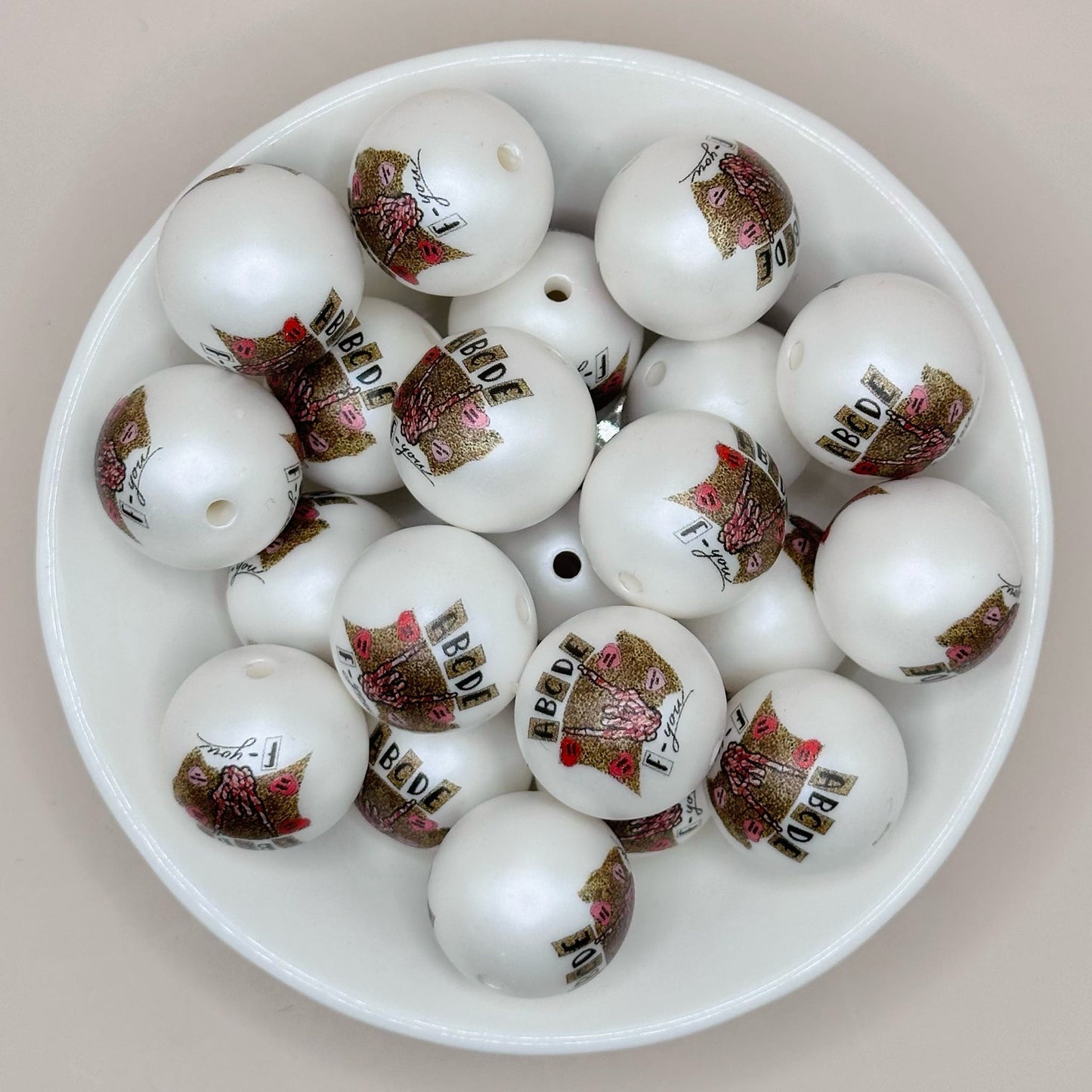 20mm ABCDE..F Acrylic Print Bead