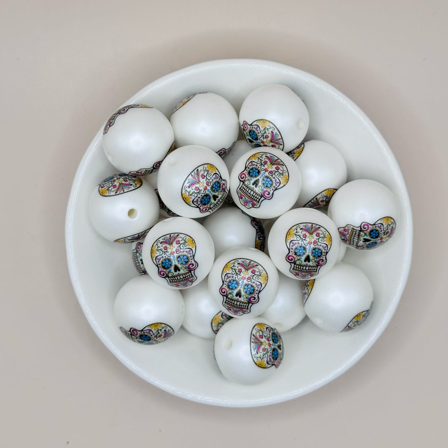 20mm Sugar Skull Acrylic Print Bead