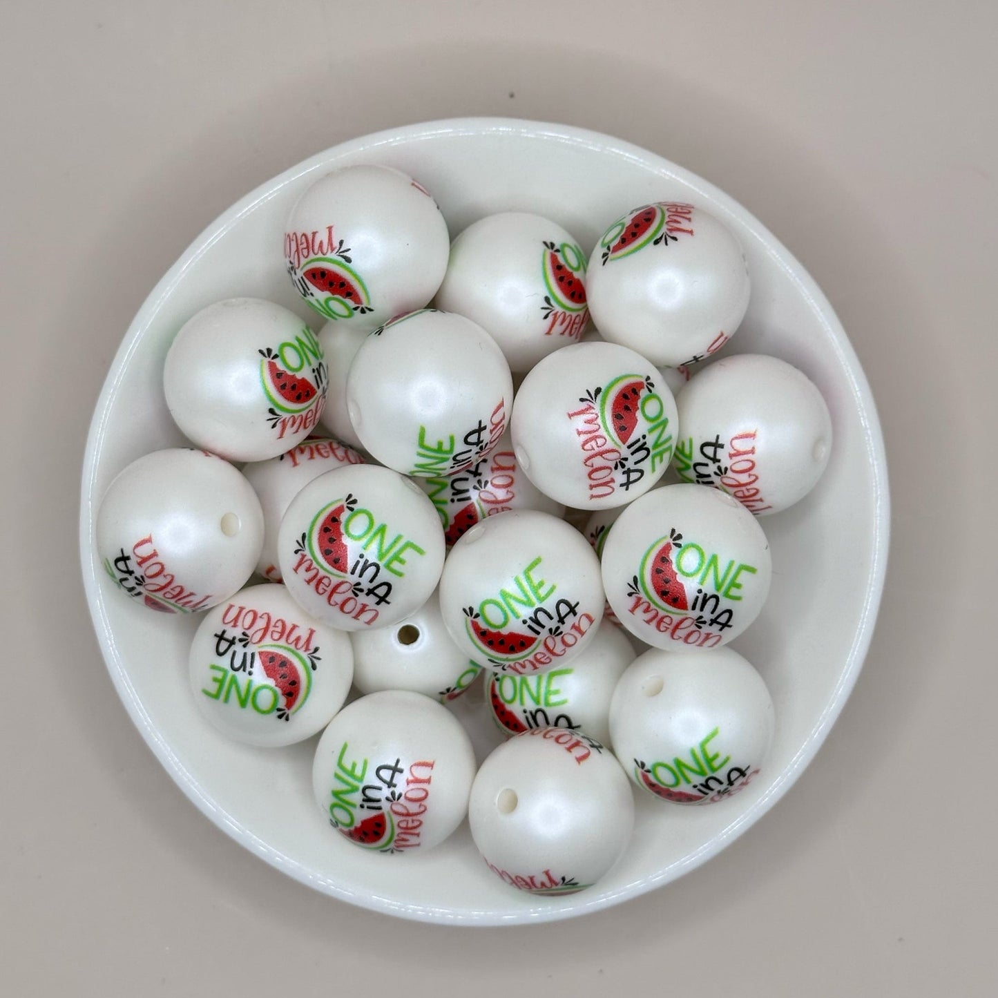 20mm One In A Melon Acrylic Print Bead
