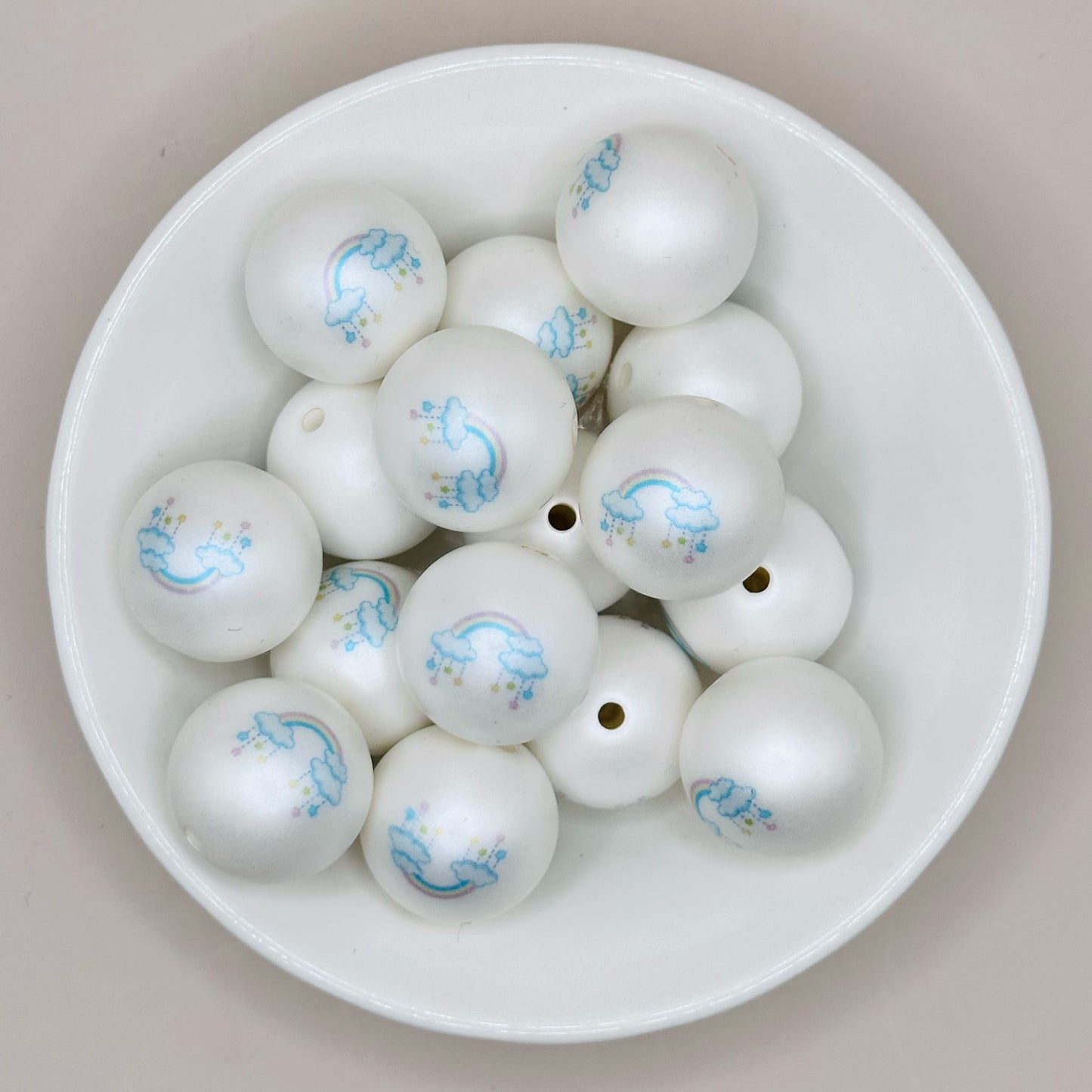 20mm Rainbow Acrylic Print Bead