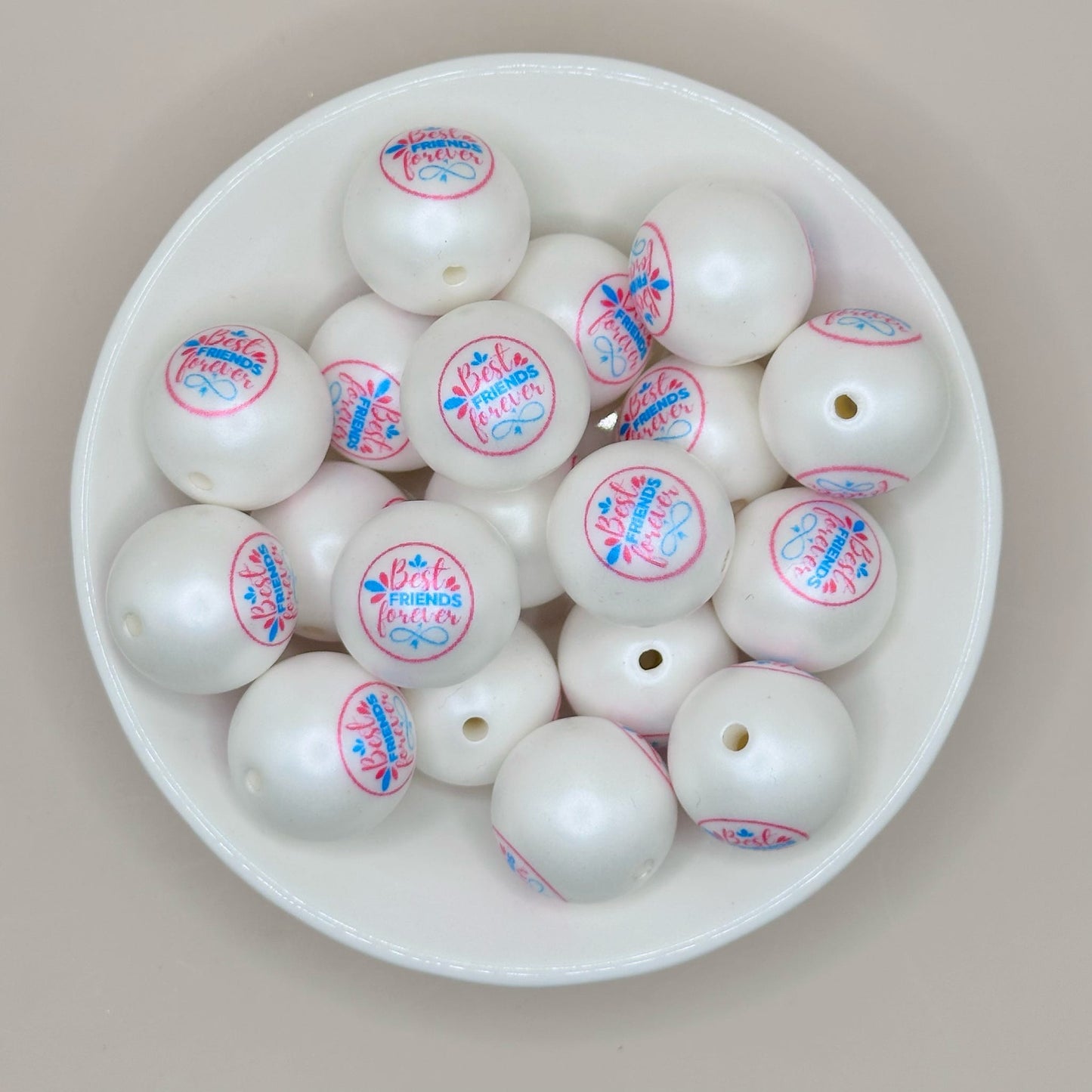 20mm Best Friends Forever Acrylic Print Bead