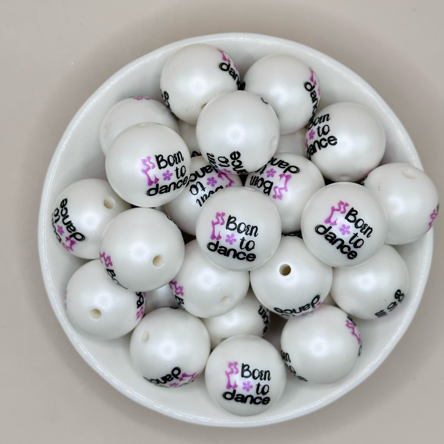 20mm Born To Dance Acrylic Print Bead