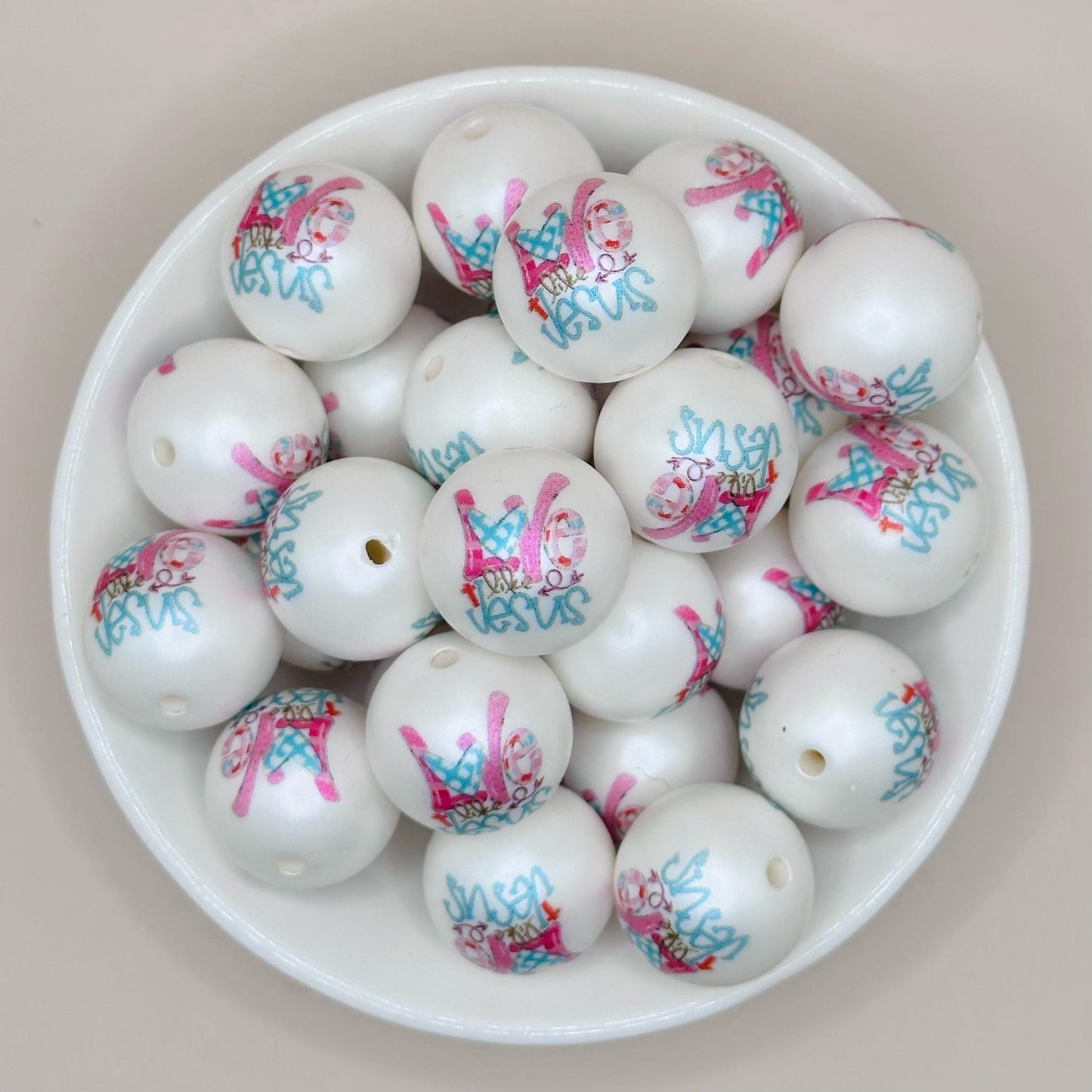 20mm Love Like Jesus Acrylic Print Bead