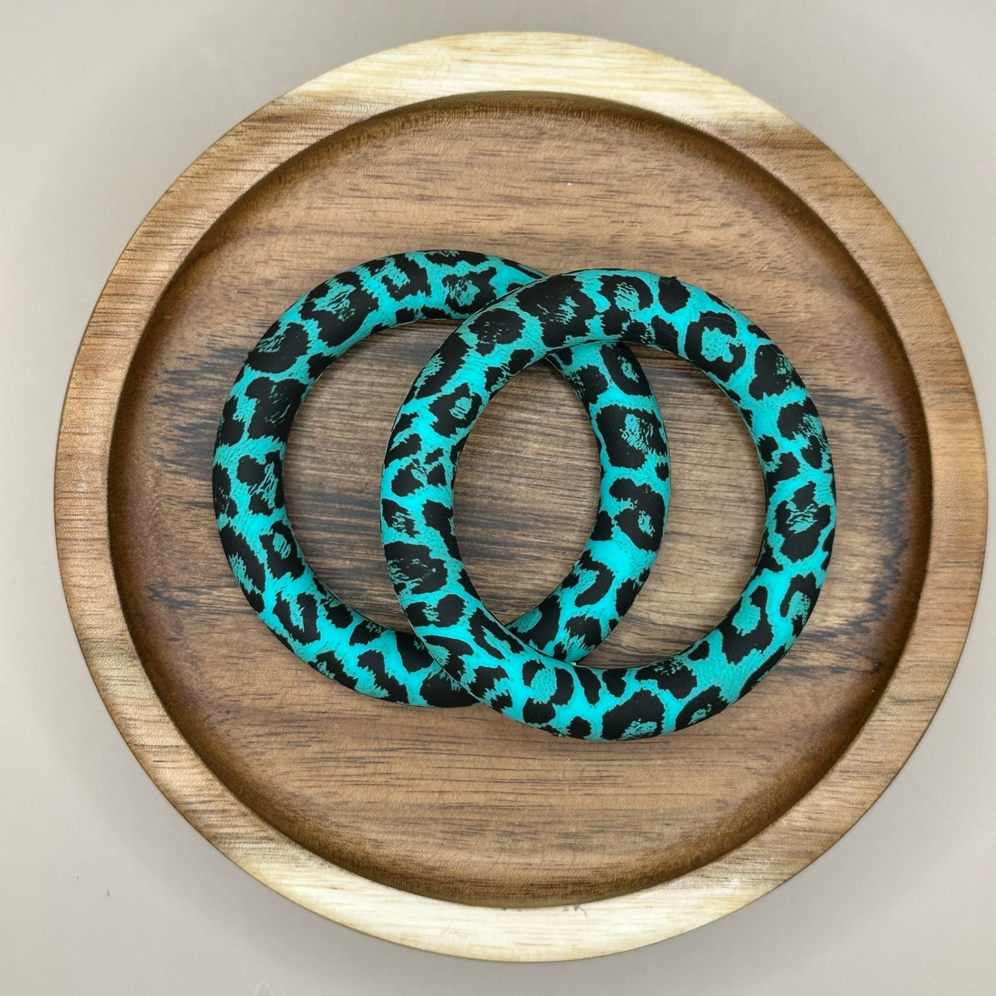 65mm Turquoise Animal Print Silicone Ring