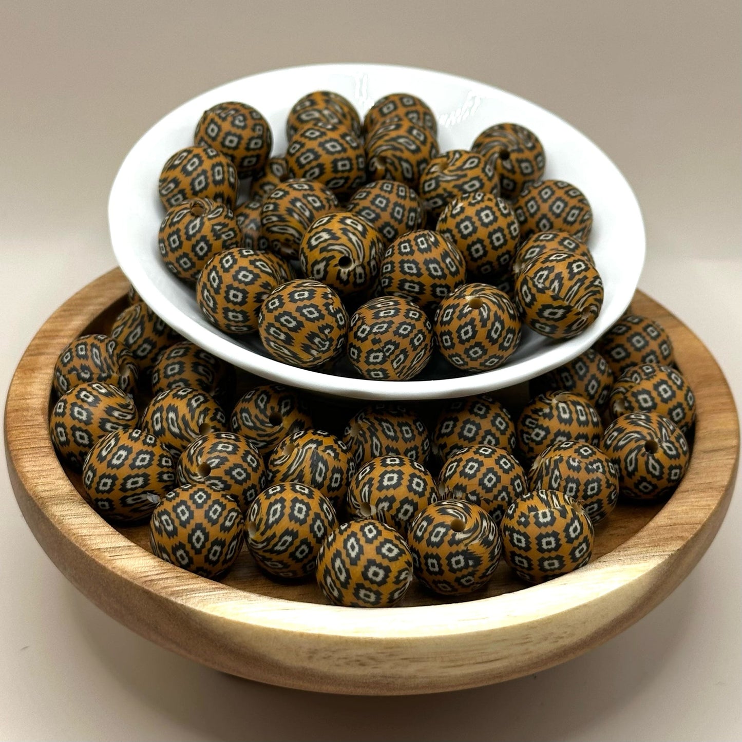 15mm Burnt Orange Aztec Printed Silicone Print