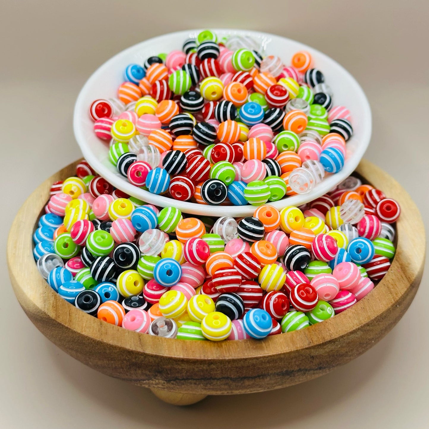 6mm Stripped Acrylic Beads *NOT FOR PENS*
