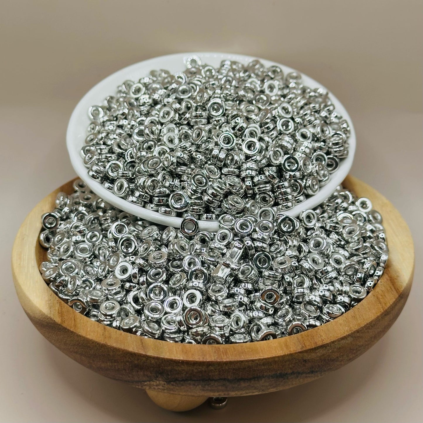 5mm Silver Flat Metal Spacer Beads