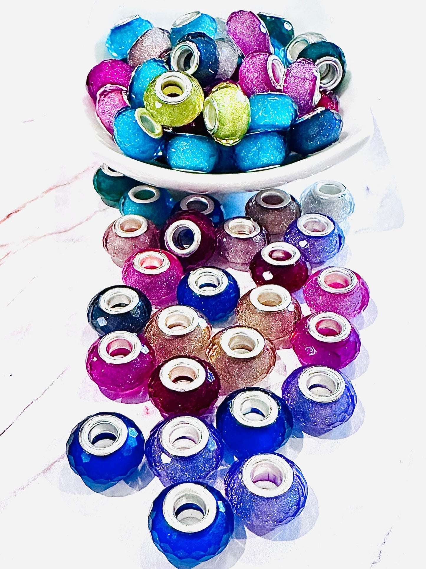 14mm Colorful Clear Glitter Acrylic Abacus Spacer