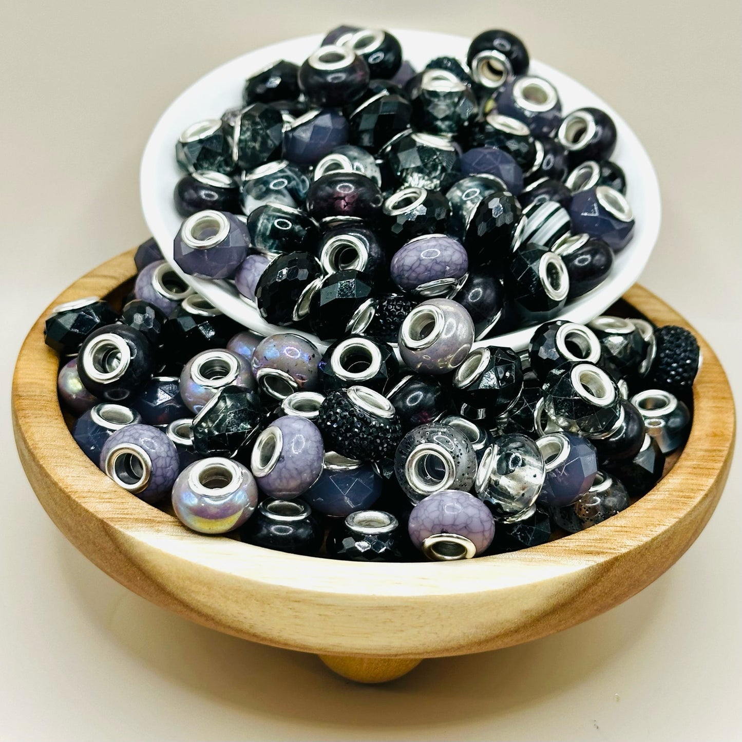 14mm Black Mix Acrylic Abacus Spacer