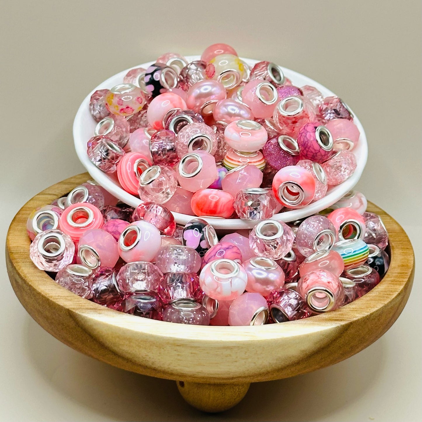 14mm Pink Mix Acrylic Abacus Spacer