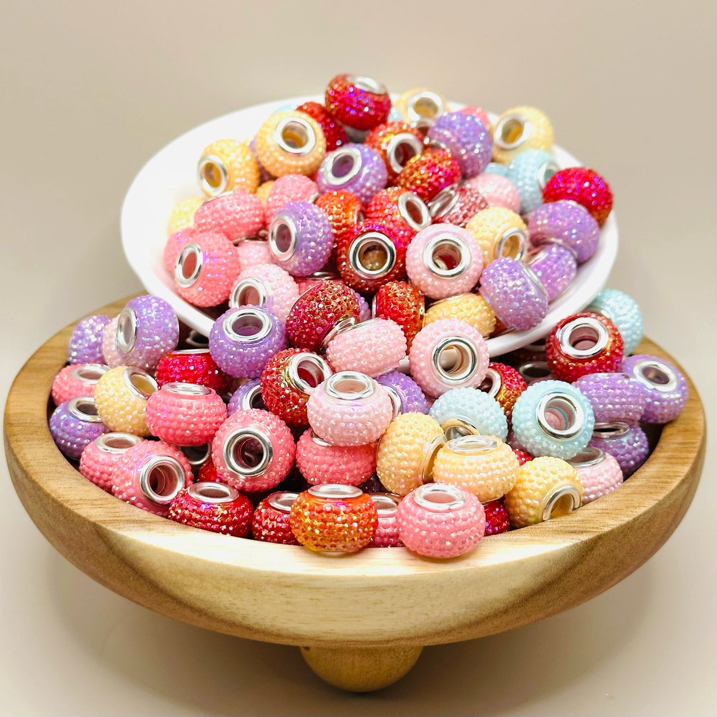 14mm Pastel Textured Acrylic Abacus Spacer