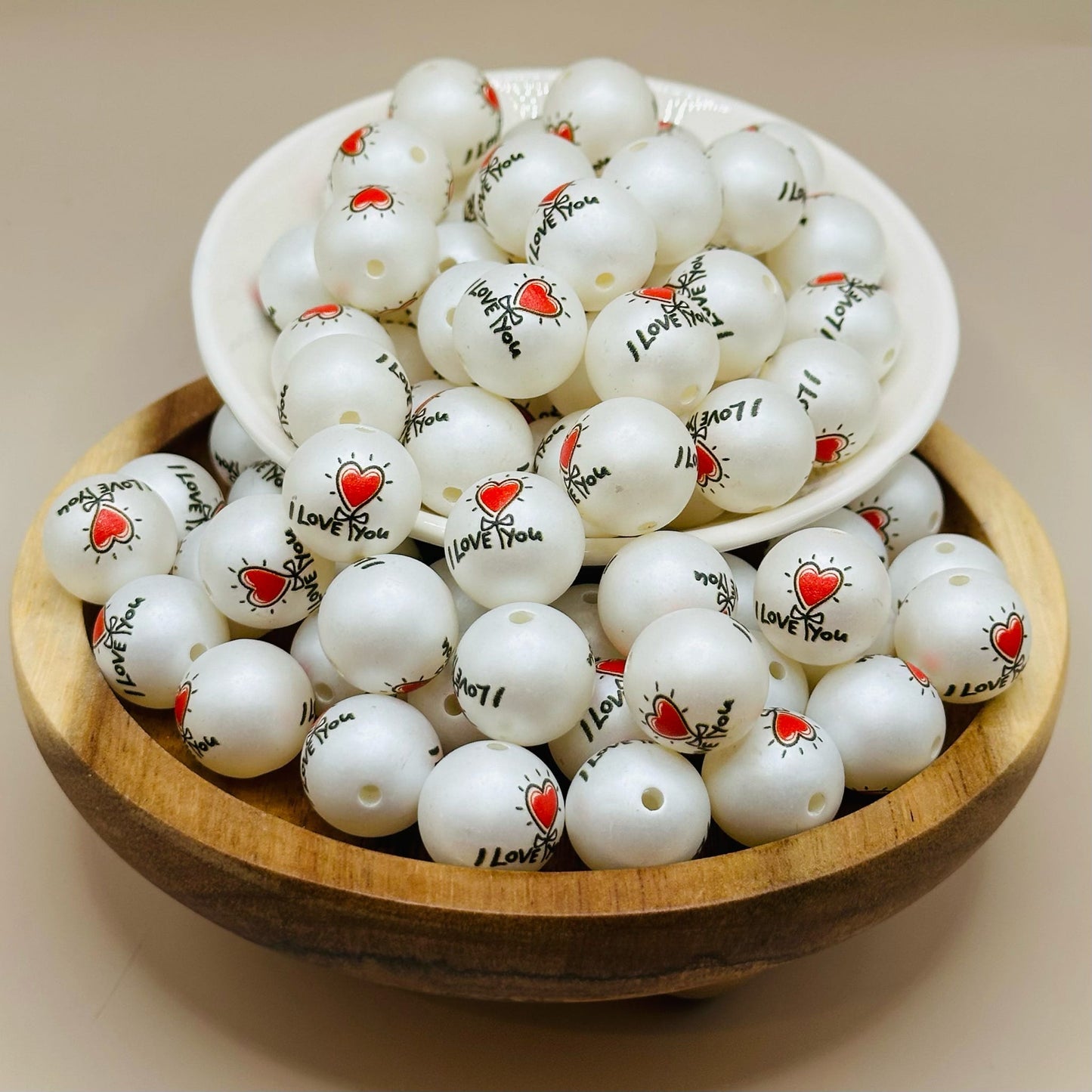 I love You 16mm Acrylic Beads