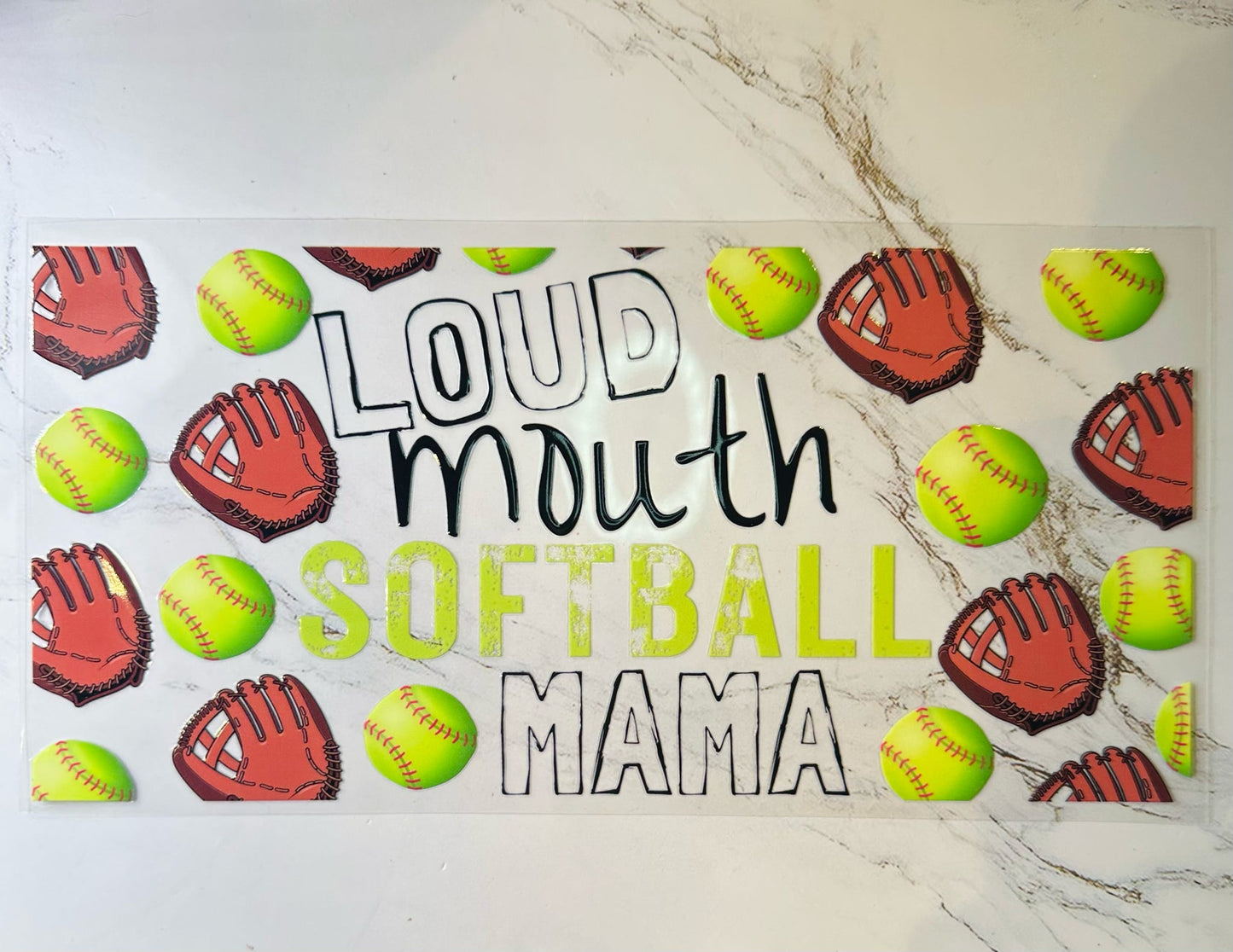 16oz Loud Mouth Softball Mama Cup Wrap