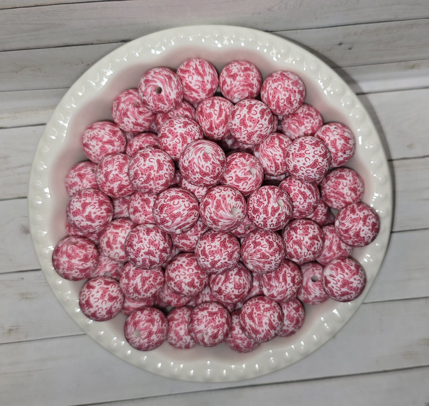 15mm Pretty Pink Cowgirl Silicone Bead