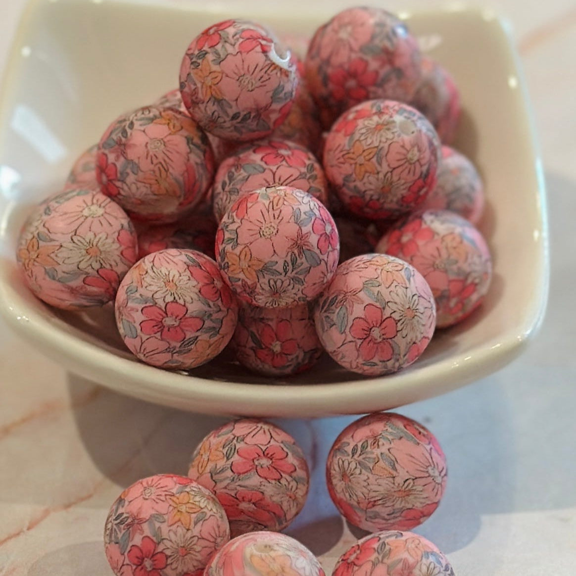 15mm Beautiful Boho Floral Silicone Bead