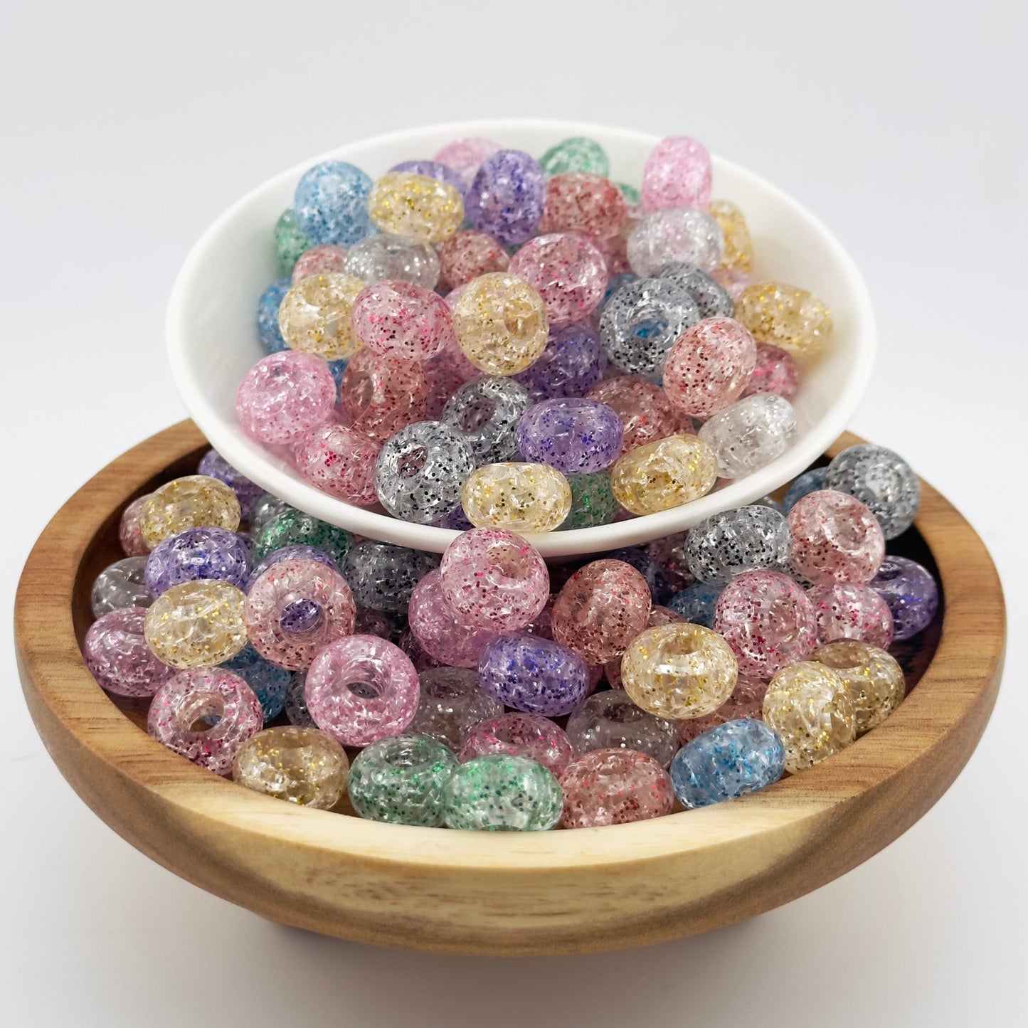 14mm Pastel Sparkle Acrylic Abacus Spacer