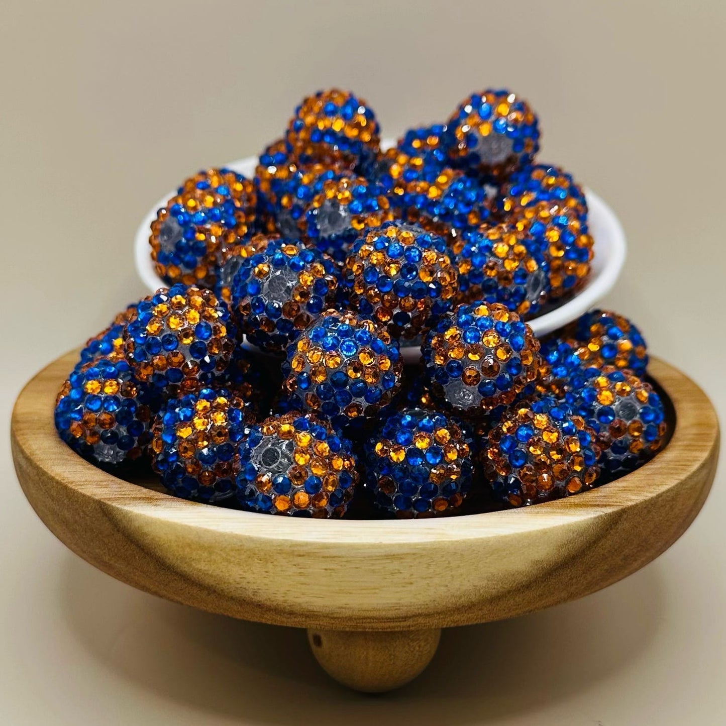 20mm Orange and Blue Rhinestone Acrylic Beads