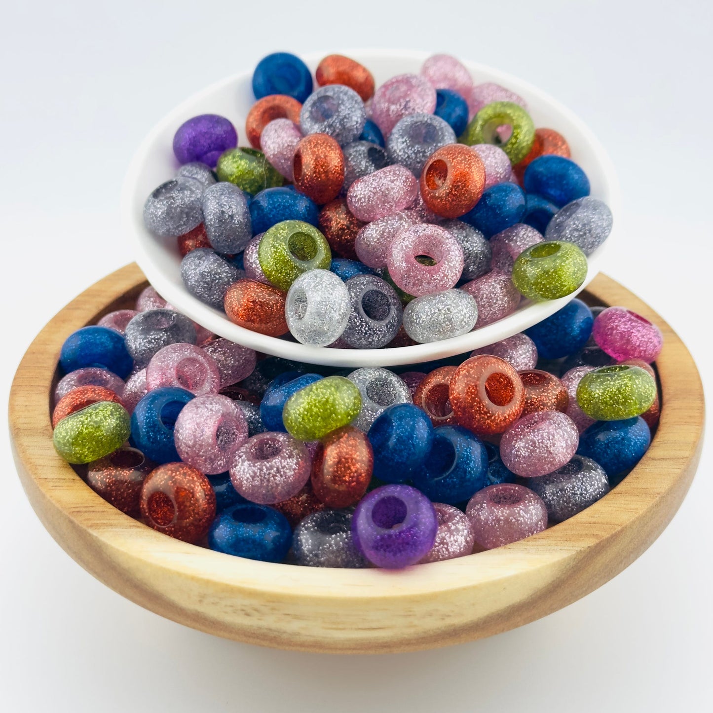 14mm Colorful Sparkle Acrylic Abacus Spacer