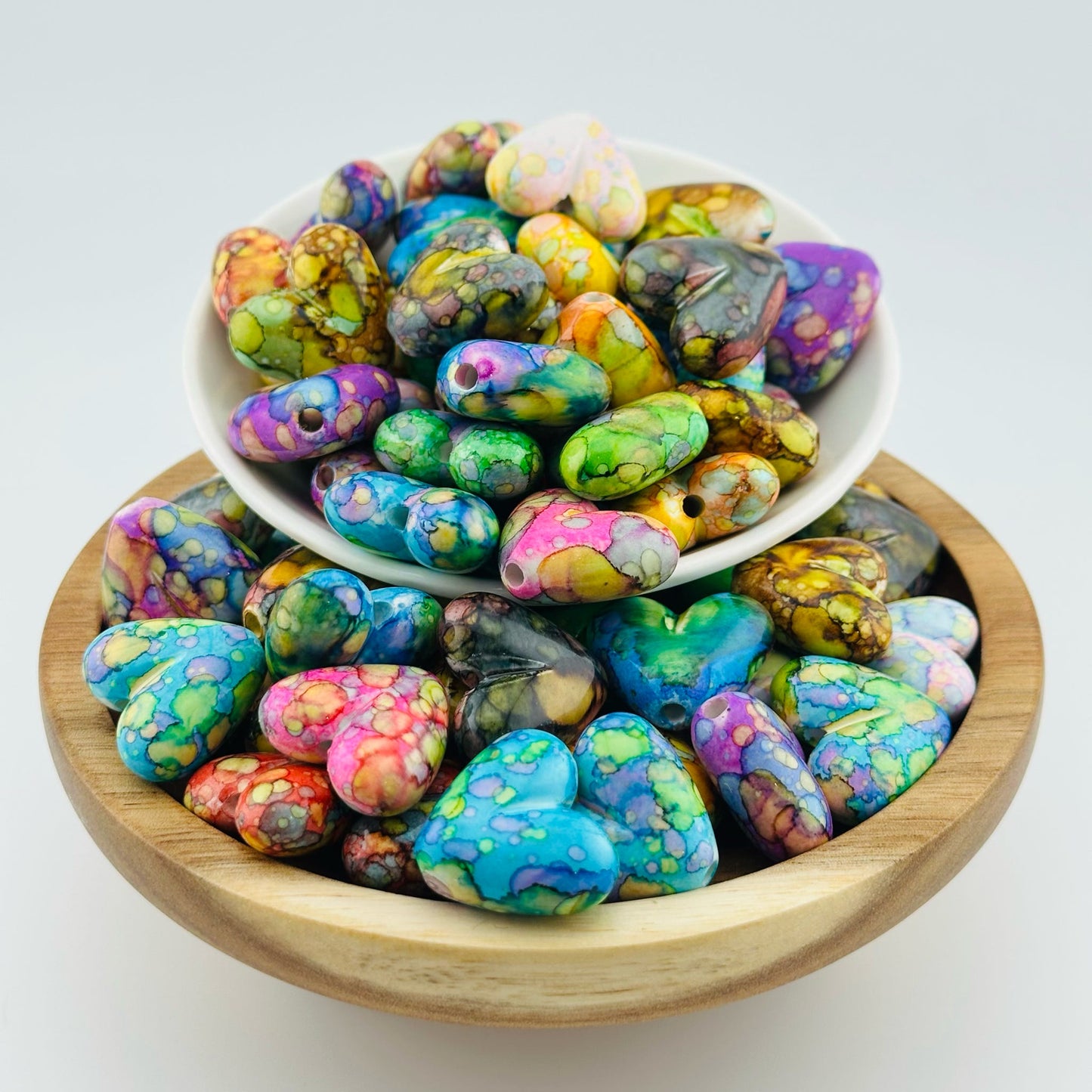 Acrylic Tie Dye Hearts