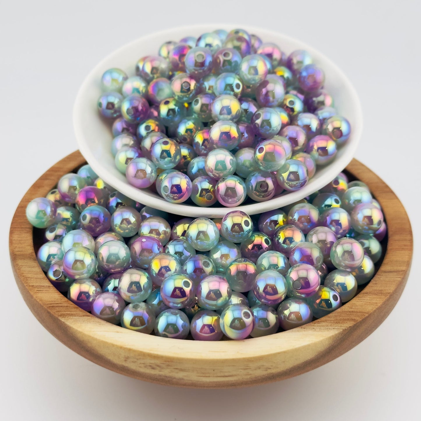 12mm White Opal Acrylic Beads