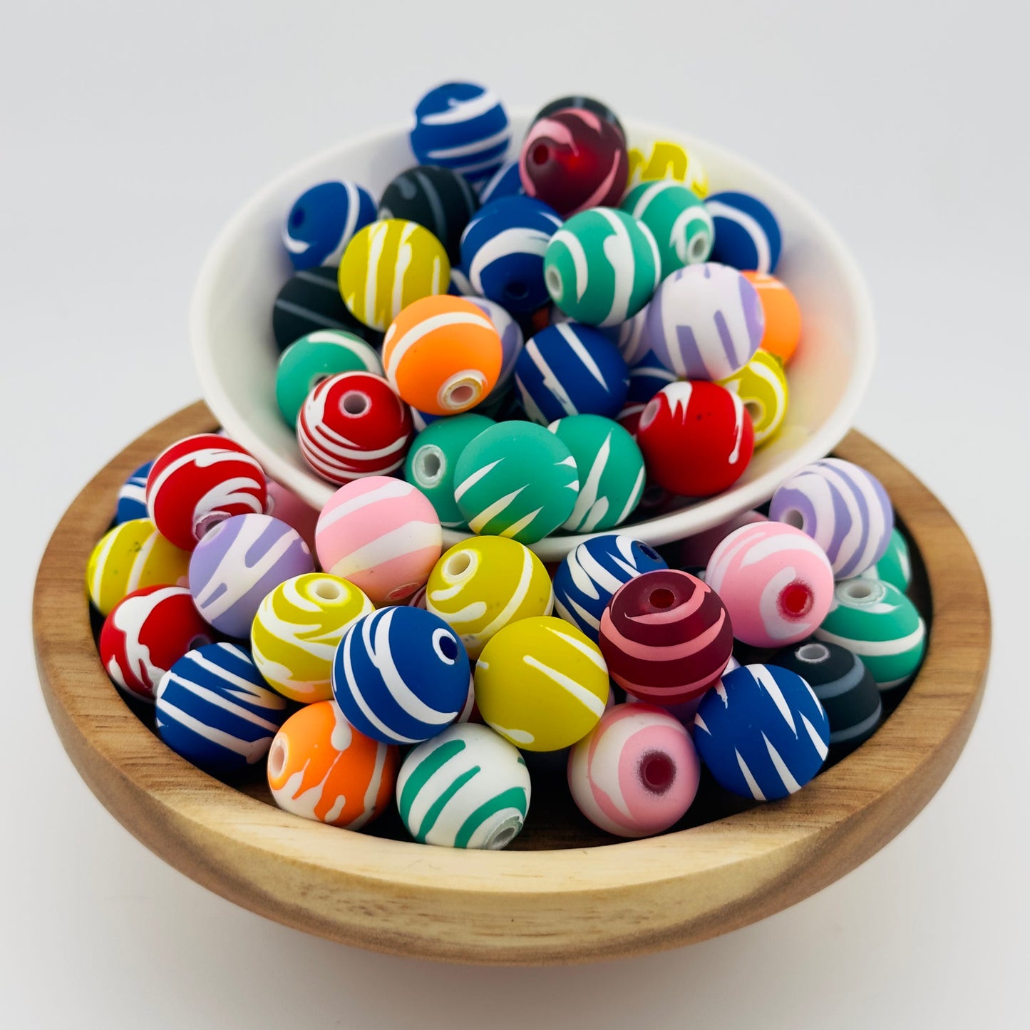 16mm Colorful Swirl Acrylic Beads