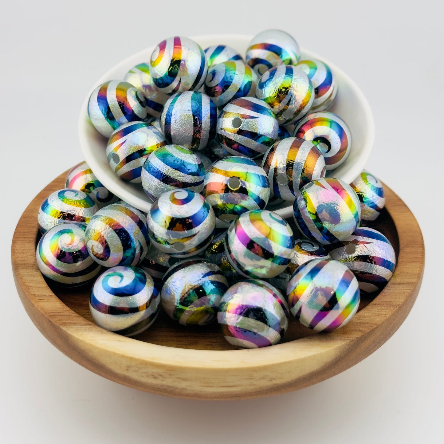 20mm Colorful Swirl Acrylic Beads