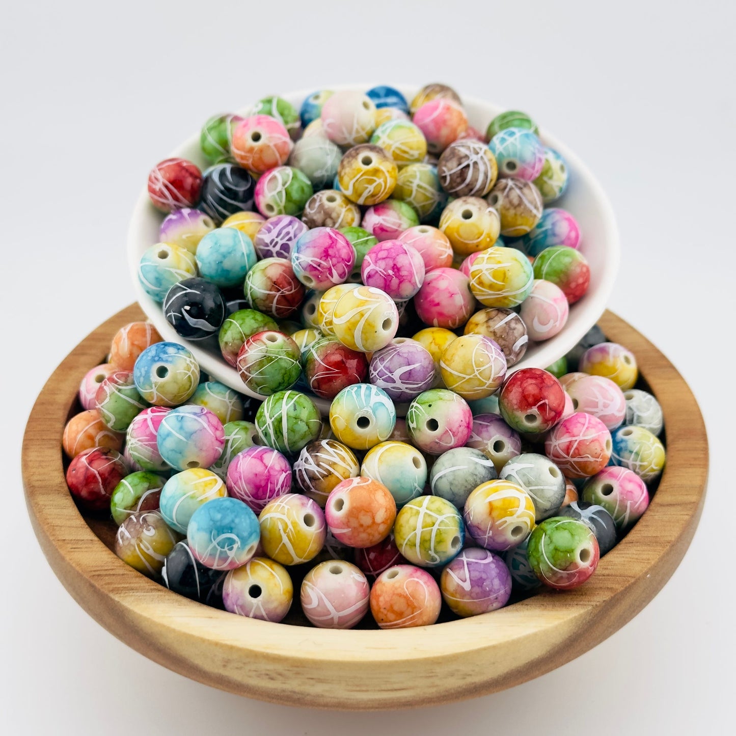 12mm Colorful Swirl Acrylic Beads