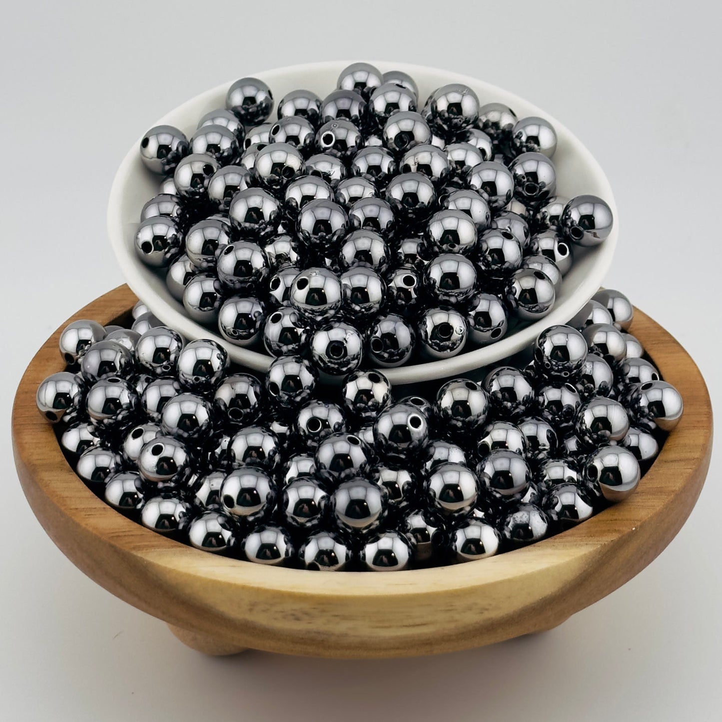 12mm Gunmetal Acrylic Beads