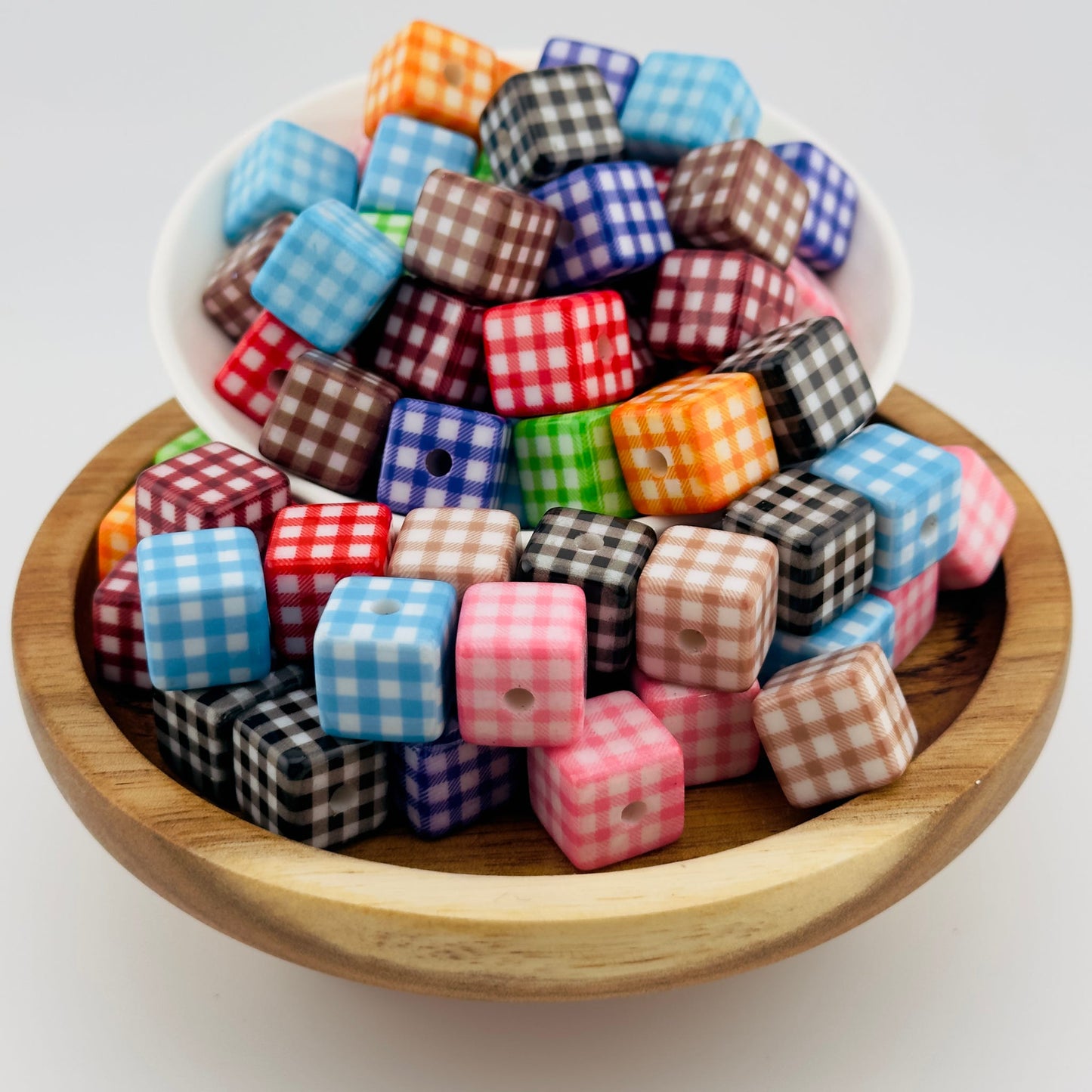 Square Plaid Acrylic Beads