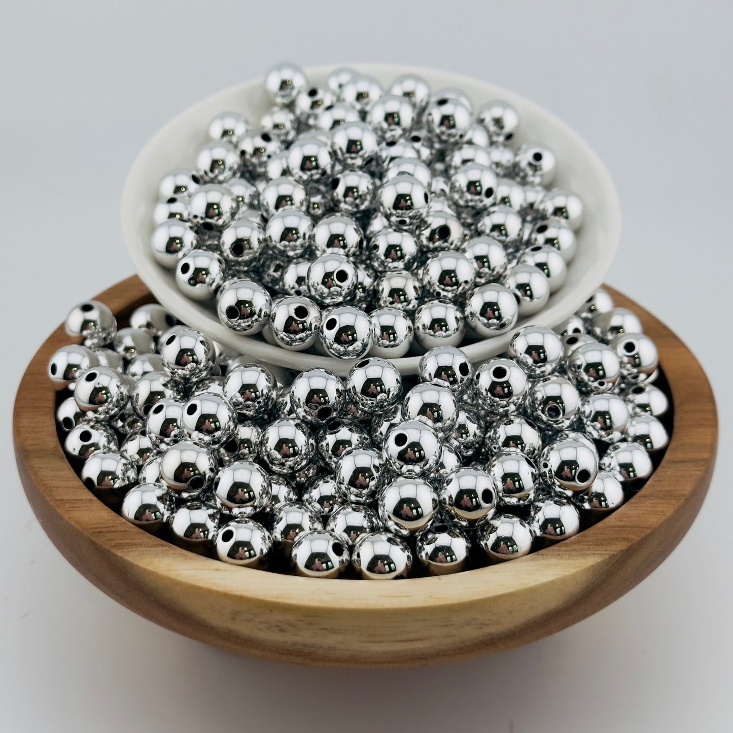 12mm Silver Acrylic Beads