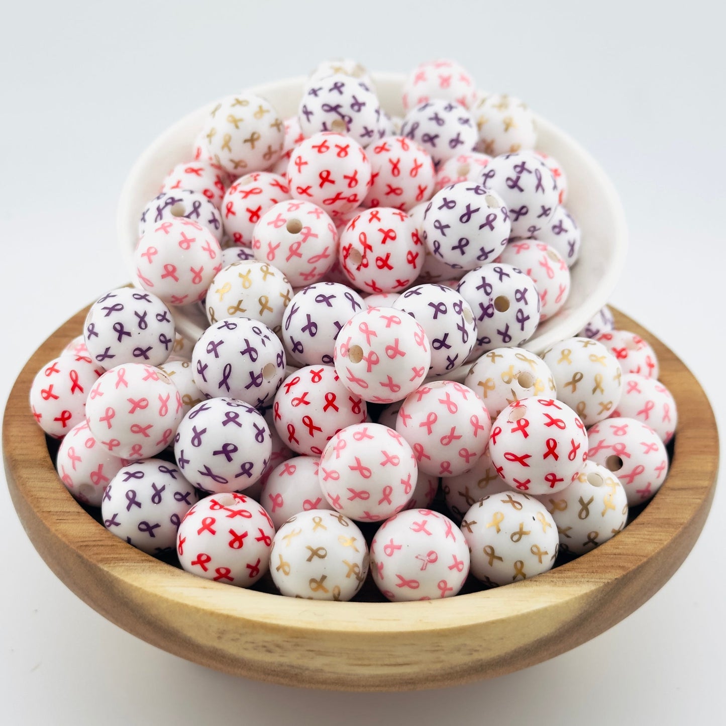 16mm Awareness Ribbon Acrylic Beads