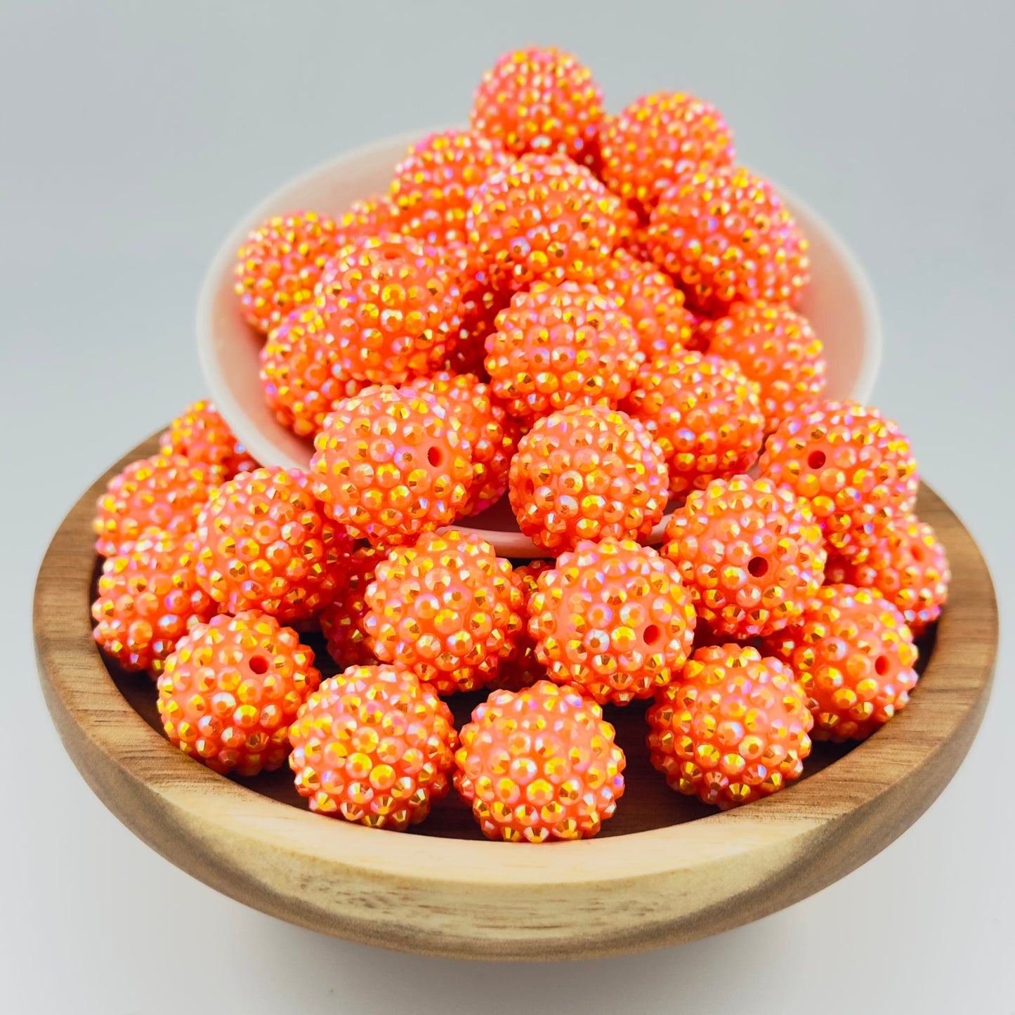 20mm Neon Orange Rhinestone Acrylic Beads