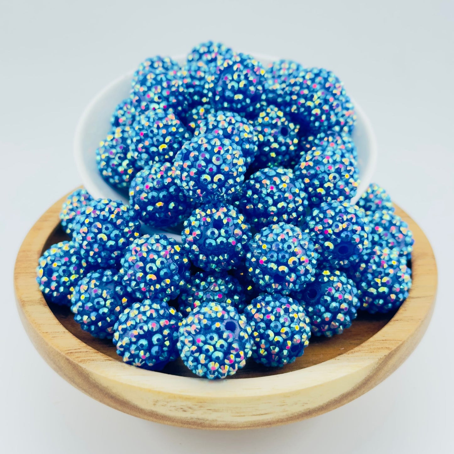 20mm Pool Water Blue Rhinestone Acrylic Beads