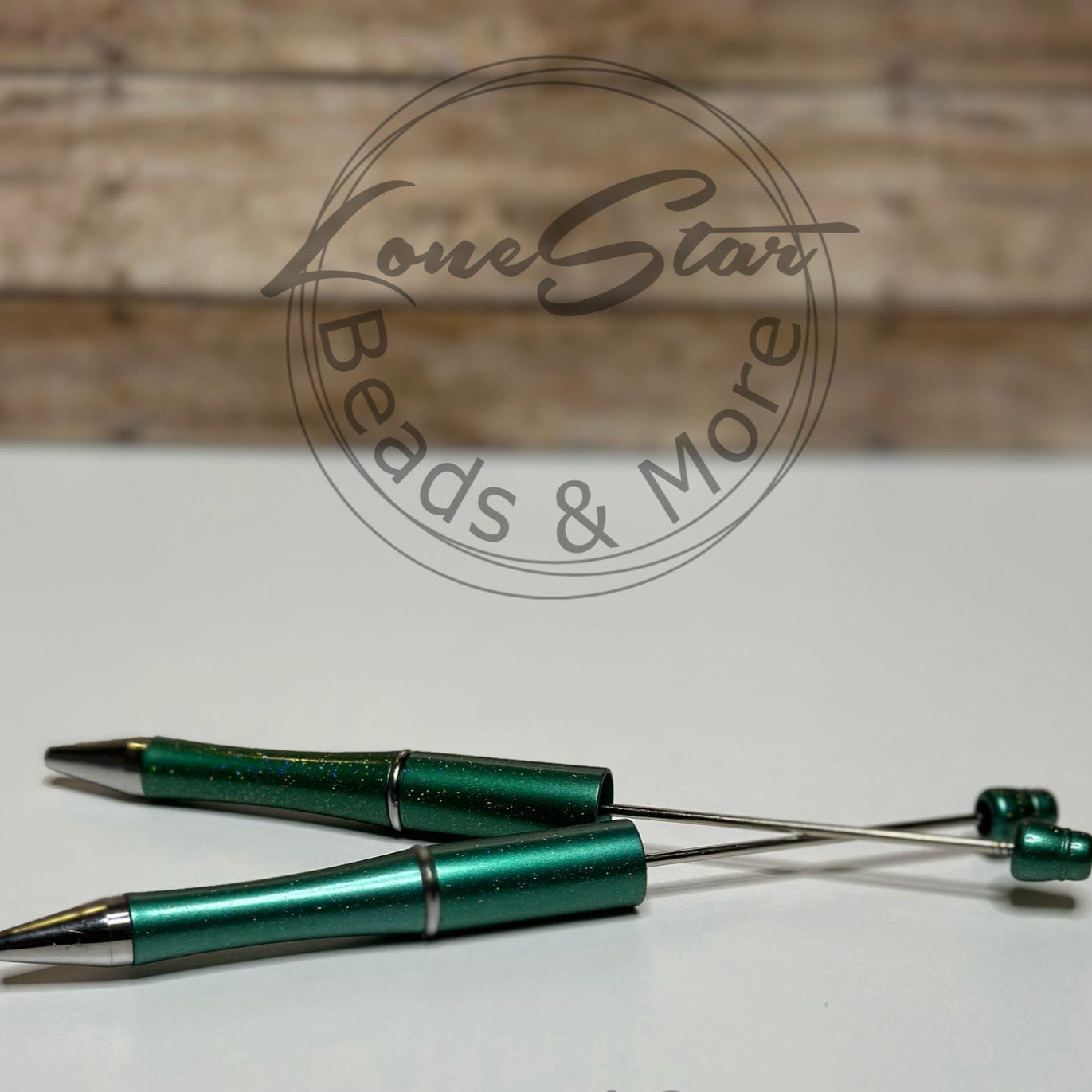Dark Green Glitter Beadable Pen