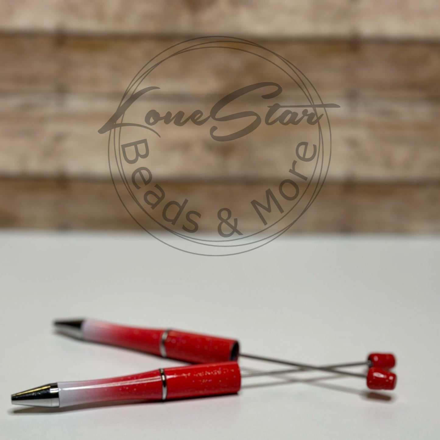 Red Glitter Ombre Beadable Pen