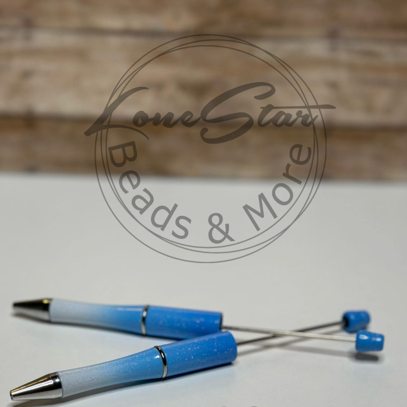 Blue Glitter Ombre Beadable Pen